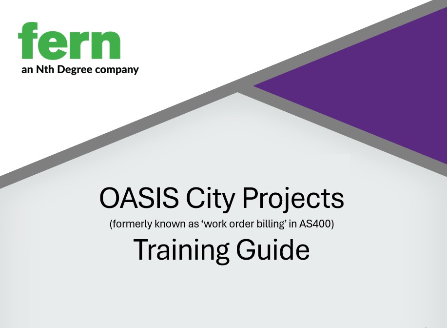 OASIS (Fern) City Projects Work Order Entry